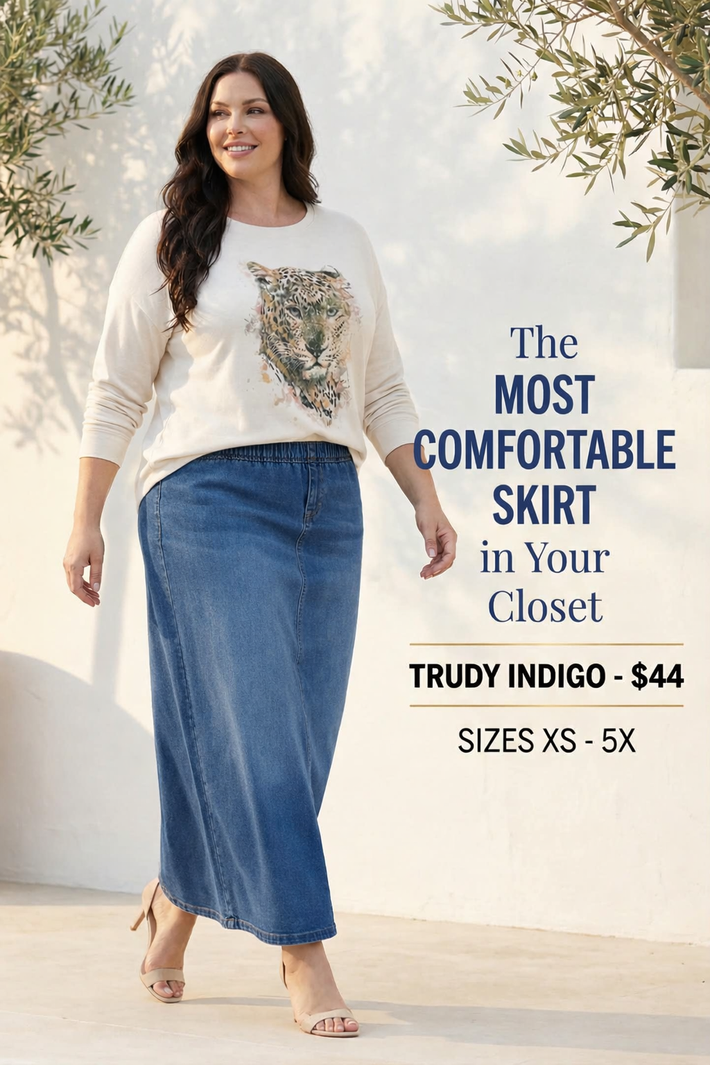 “Trudy” Indigo Wash (ELASTIC WAIST)   XS -5X (Arriving Back in Stock: 4/6)