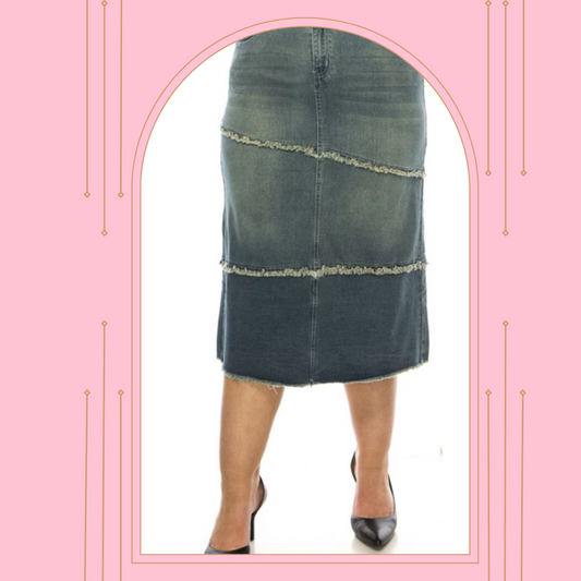 NEW! Veronica Vintage Wash Jean Skirt: S-3X