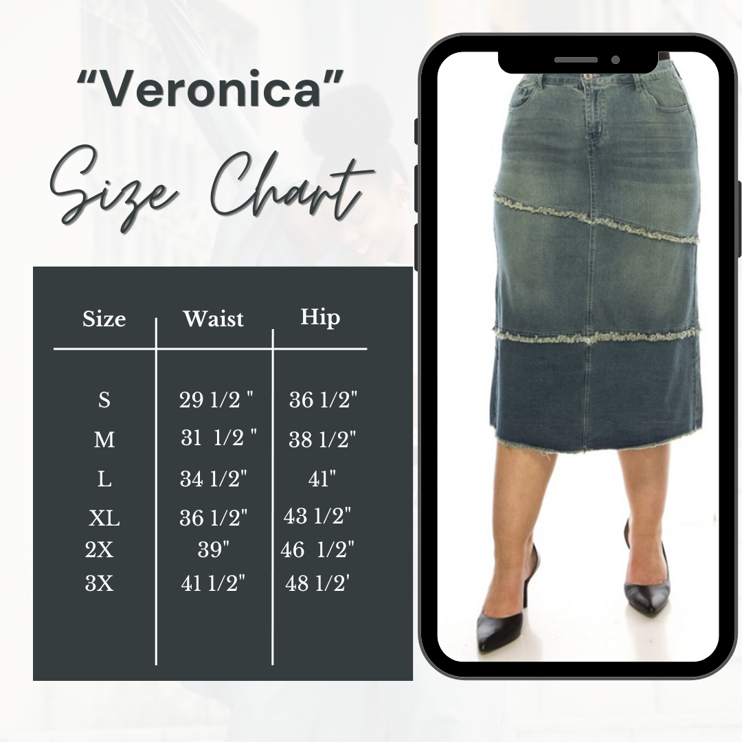 NEW! Veronica Vintage Wash Jean Skirt: S-3X