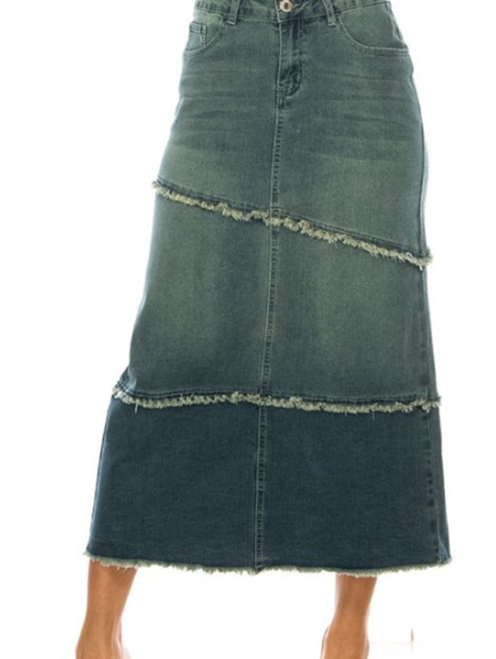 NEW! Veronica Vintage Wash Jean Skirt: S-3X