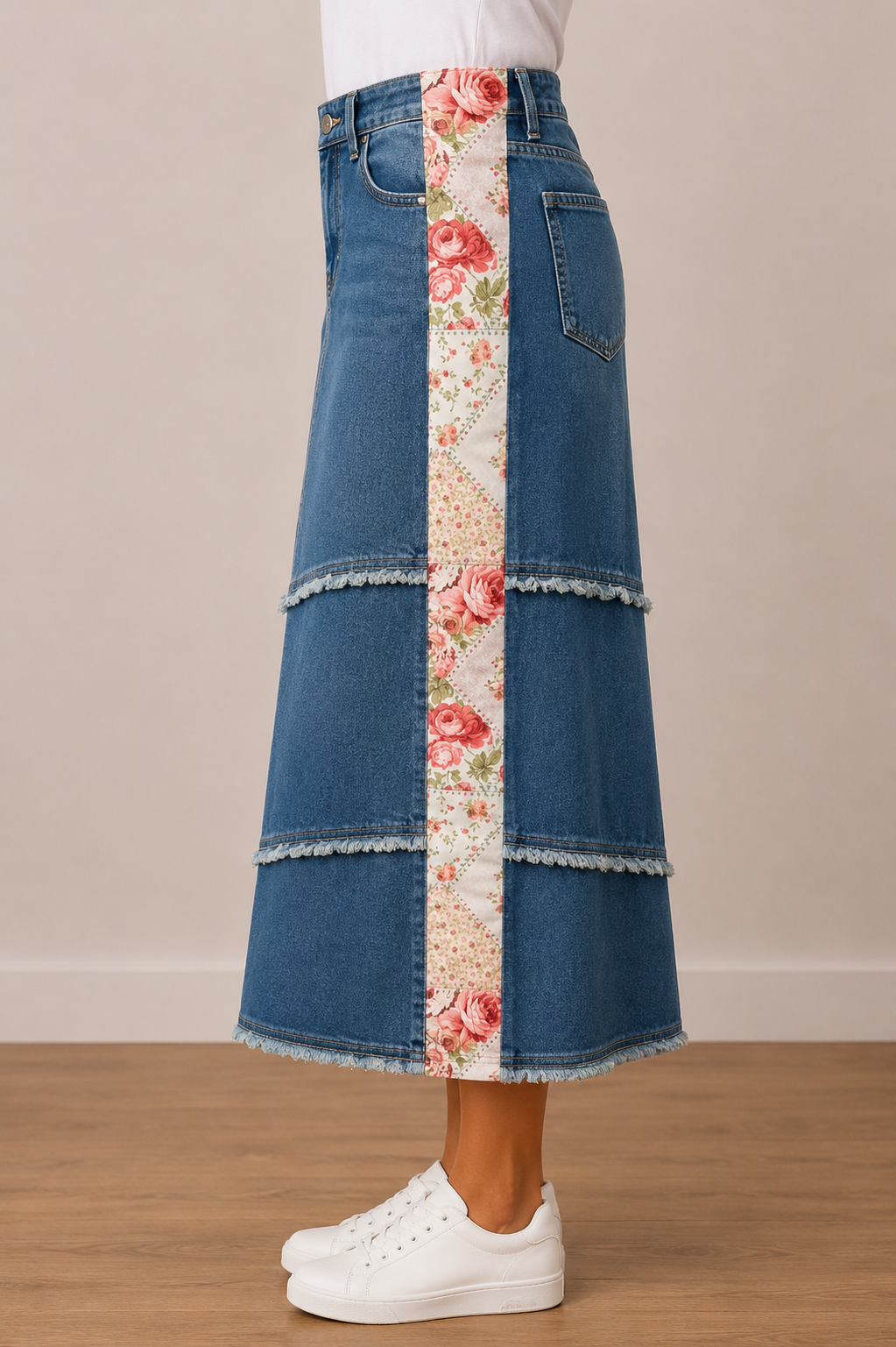 NEW! Vintage/Print Jean Skirt (Button/Zipper Front) S-3X