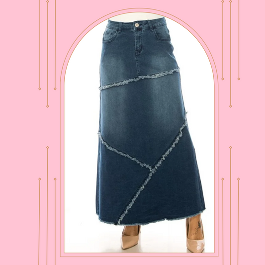 “ Vivian" Indigo Maxi Jean Skirt! S-XL