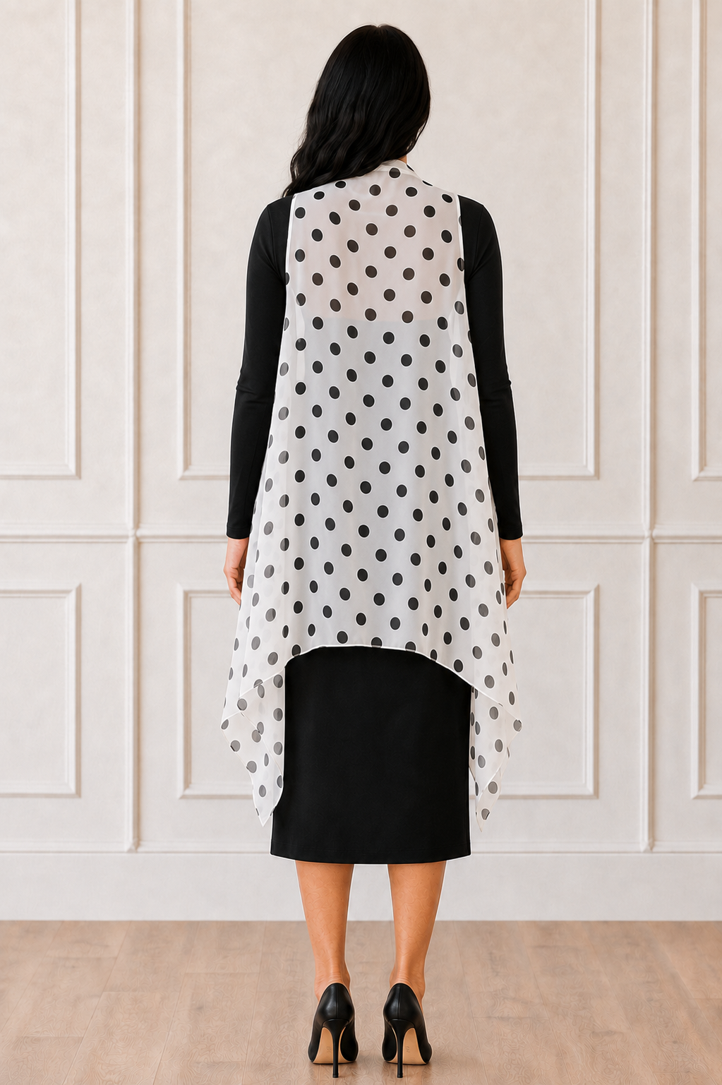 NEW White/Black Polka Dot Vest! ( One Size Fits Most Up to 1X)