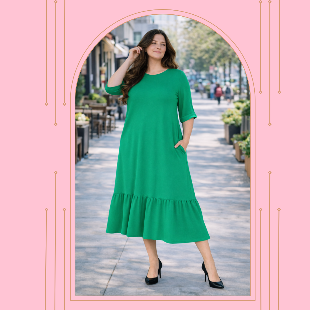"Emerald" “Oversized “ Green Plus Dress: 1X-3X  (Fits up to 5X) FINAL SALE! Cannot be Returned!