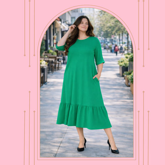 "Emerald" “Oversized “ Green Plus Dress: 1X-3X  (Fits up to 5X) FINAL SALE! Cannot be Returned!