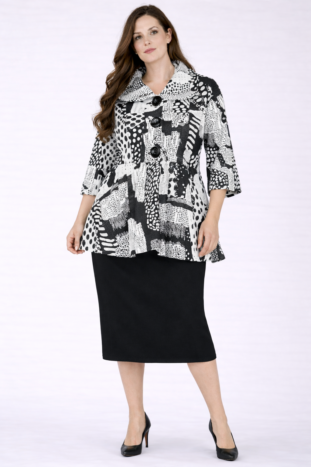 NEW! Black & White Textured Jacket: M-1X