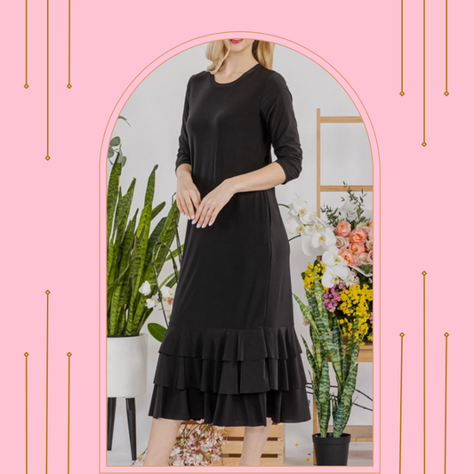 Black Ruffle Dress: S-3X