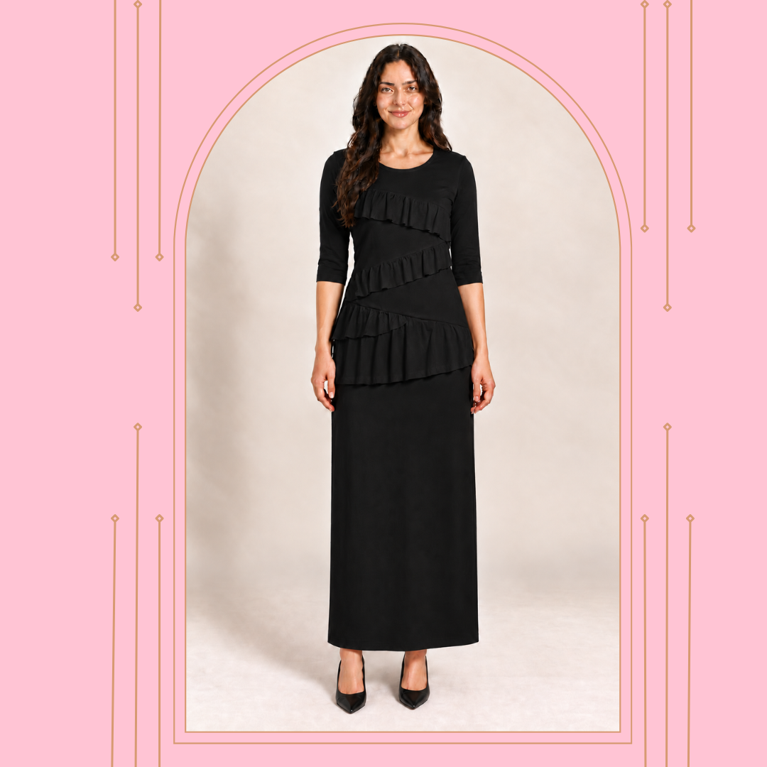 Black "Flounce" Top:  Medium (FINAL SALE! Cannot Be Returned!)