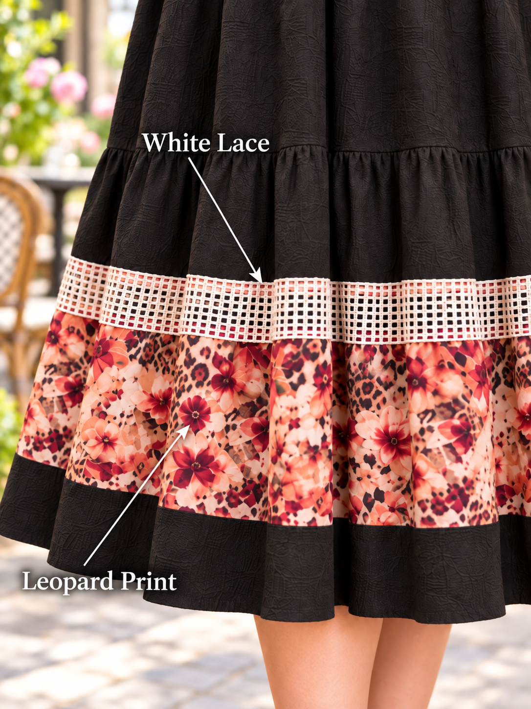 Pre-Order: NEW! "Rosa" Black/leopard Tiered Dress: S-3X  Arriving in Stock Mid to late Oct.