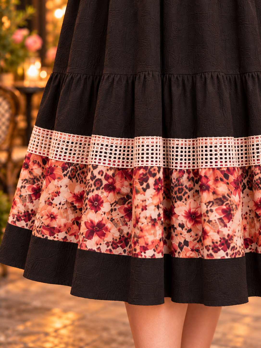 Pre-Order: NEW! "Rosalie" Black/leopard Tiered Dress: S-3X  Arriving in Stock Mid to late Oct.
