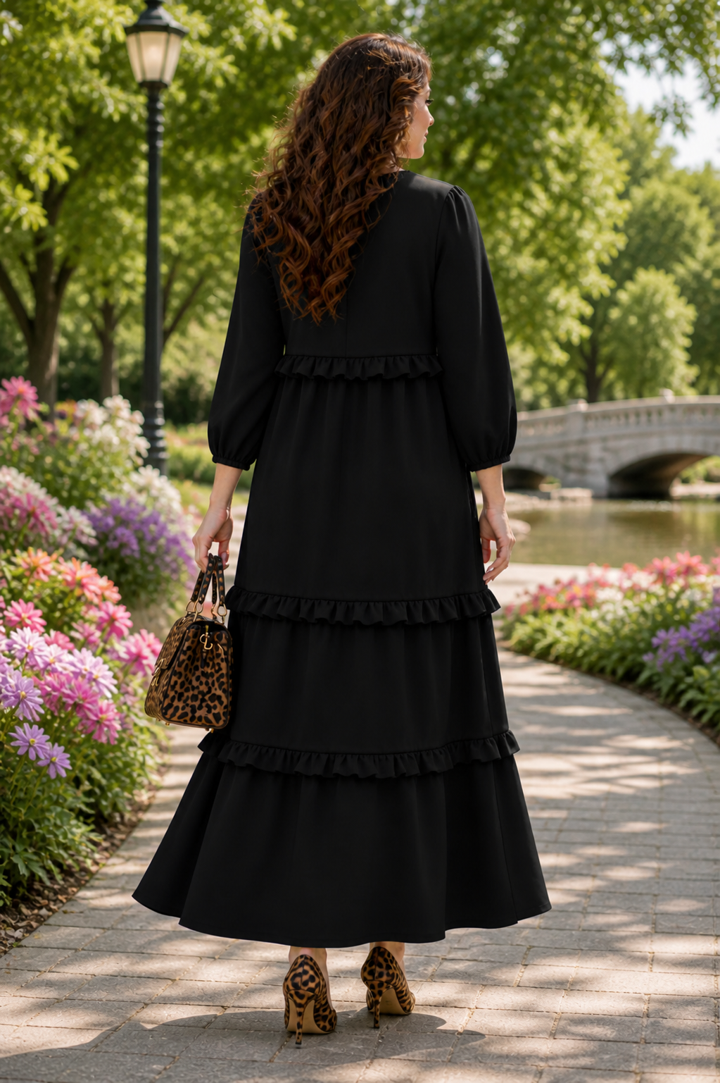 NEW! "Brandi" Black Ruffle Tiered Dress: S-3X  Arriving In Stock: 5/16