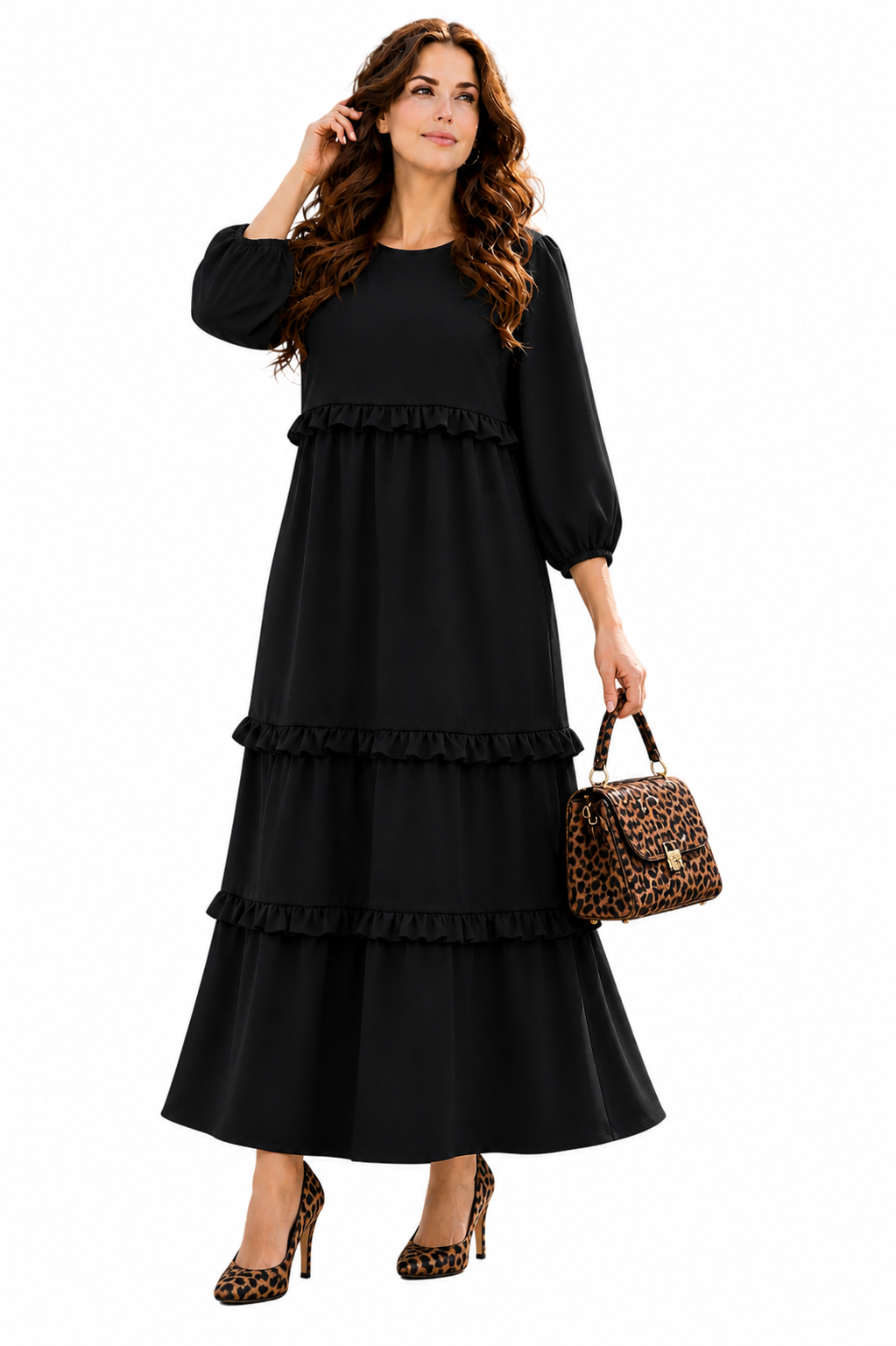 NEW! "Brandi" Black Ruffle Tiered Dress: S-3X  Arriving In Stock: 5/16