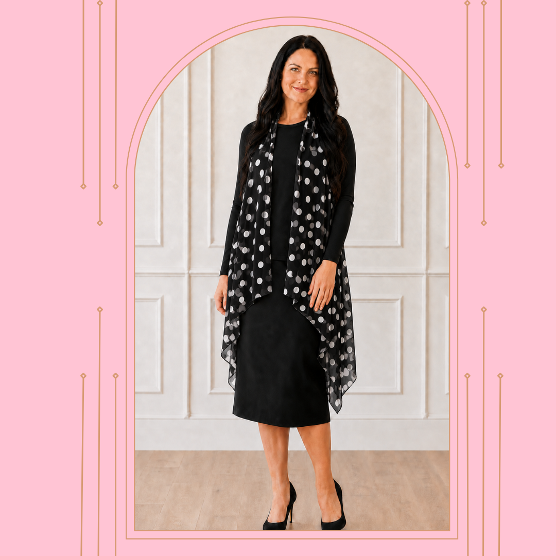 NEW Black/White Polka Dot Vest! ( One Size Fits Most Up to 1X)