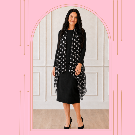 NEW Black/White Polka Dot Vest! ( One Size Fits Most Up to 1X)