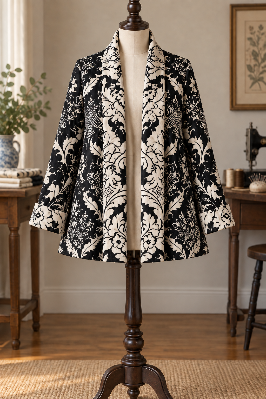 NEW! Black/Ivory "Damask" Jacket (Made to Order)