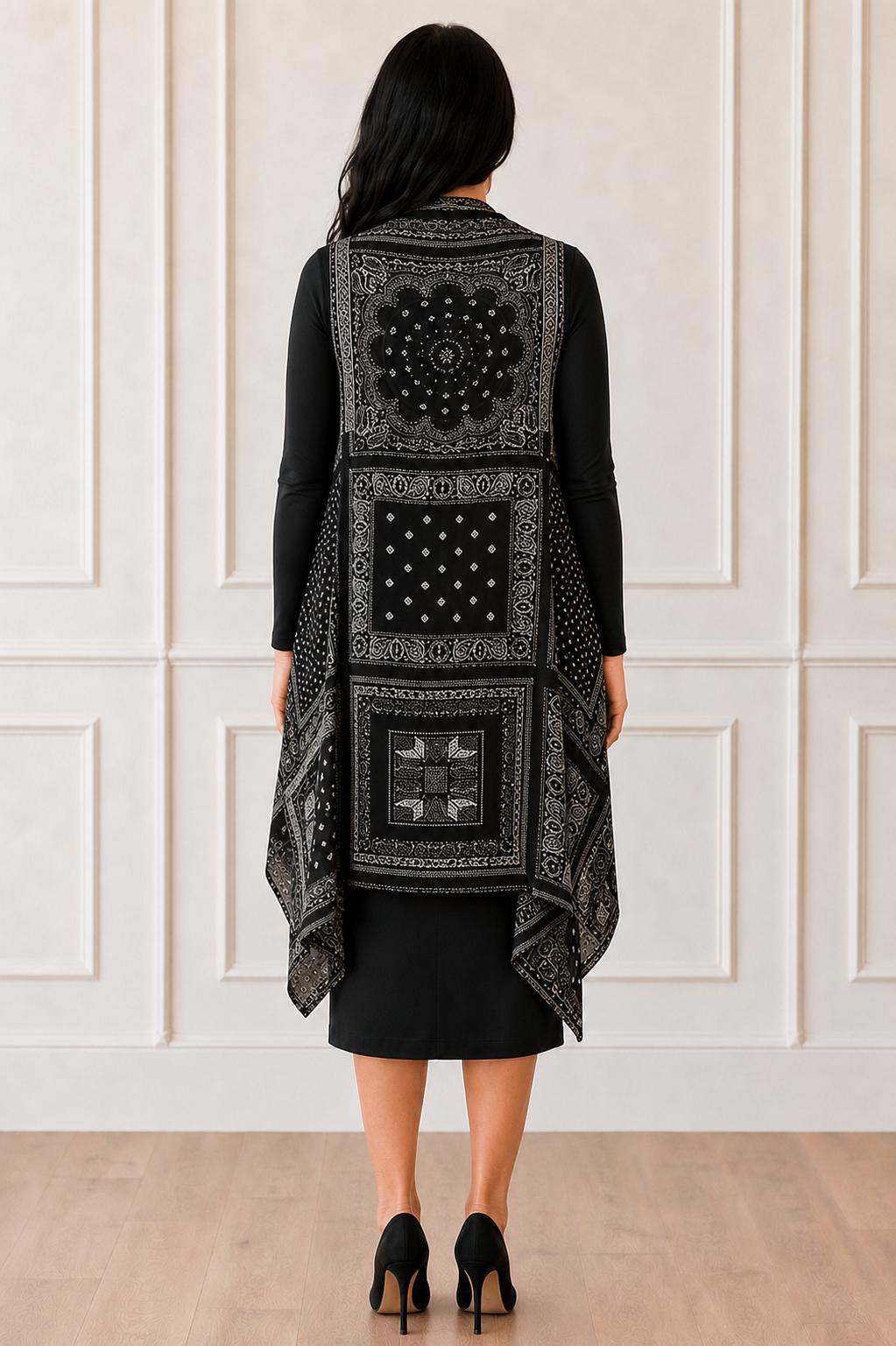 NEW Black Multi Print Vest! (One Size Fits Most Up to 1X)
