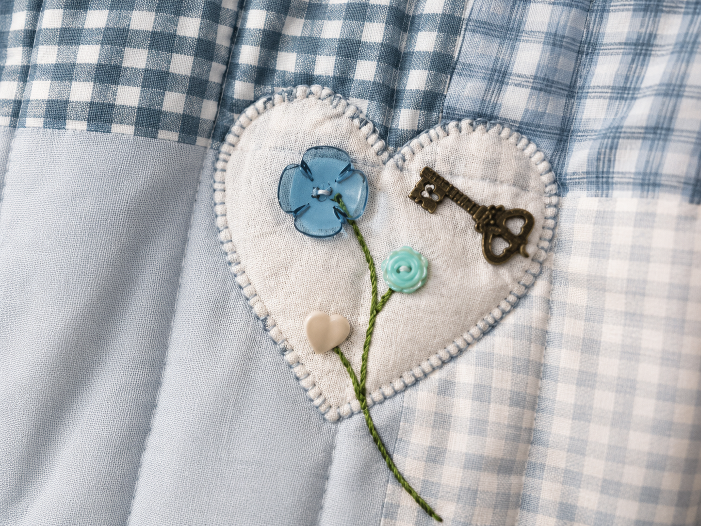 Blue "Hearts" Quilted Jacket: Size: 1X (One of a Kind "Wearable Art")