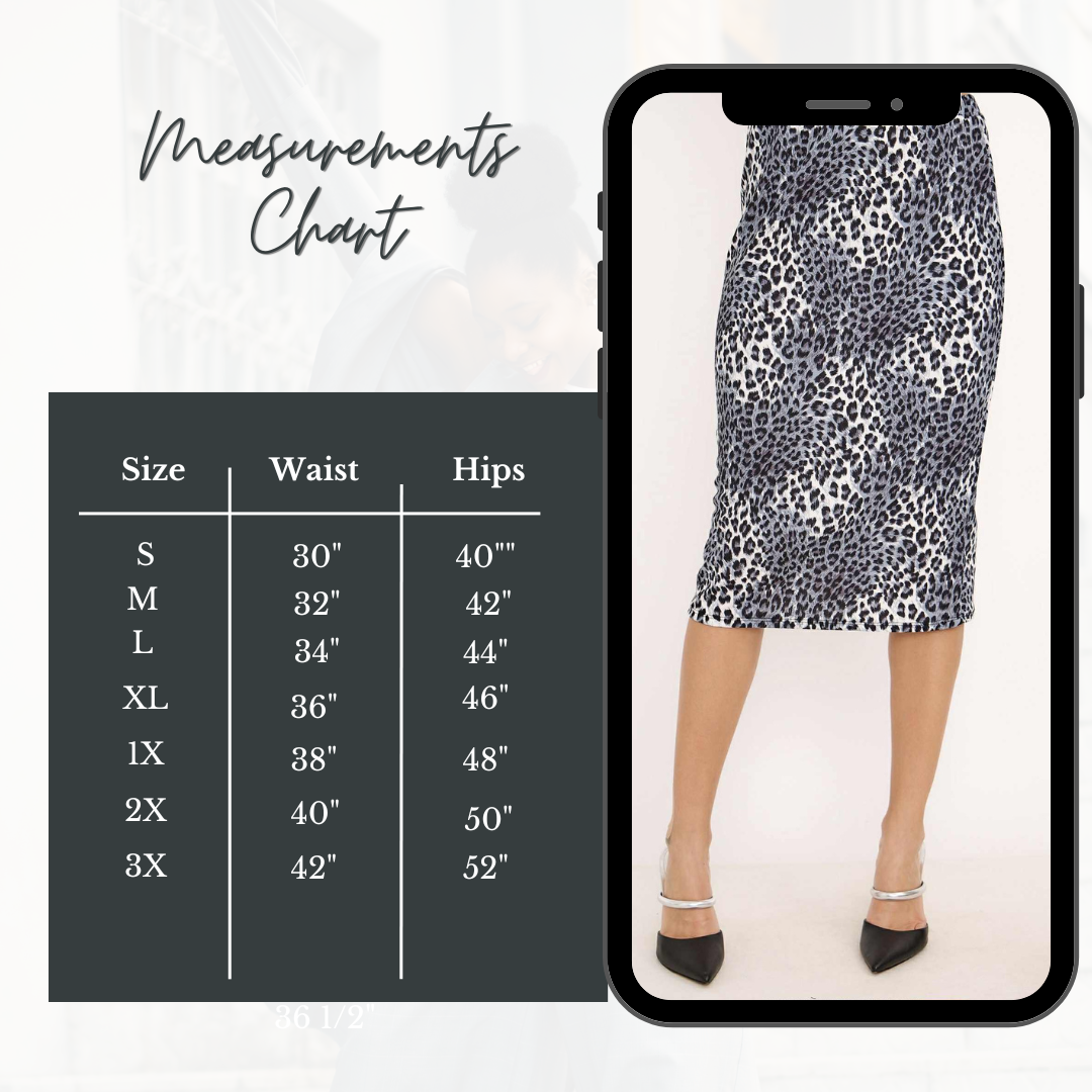 NEW! Grayish/Blue.  Leopard Print Skirt: S-3X