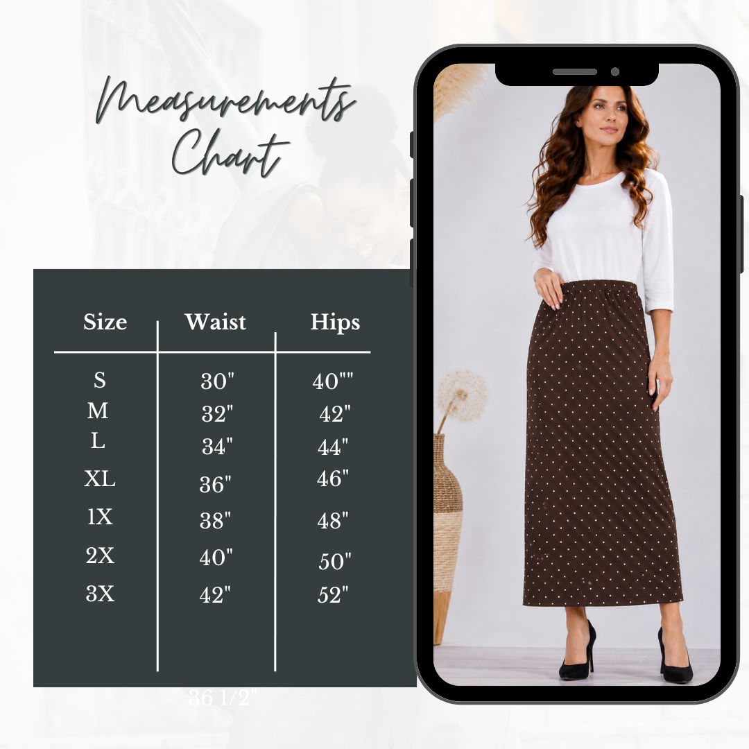 Pre-Order:  Brown Polka Dot  Maxi Skirt: S-3X  Arriving In Stock: Late July