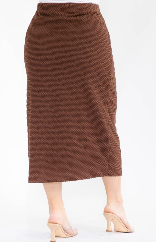 NEW! Brown (“Chenille”)Texture Knit Skirt: 1X-3X