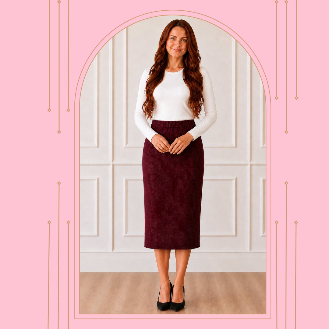 NEW! Burgundy 31" Skirt: S-5X