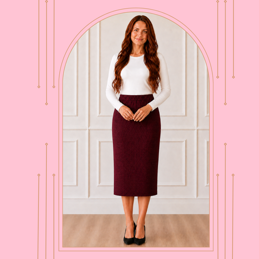 NEW! Burgundy 31" Skirt: S-5X
