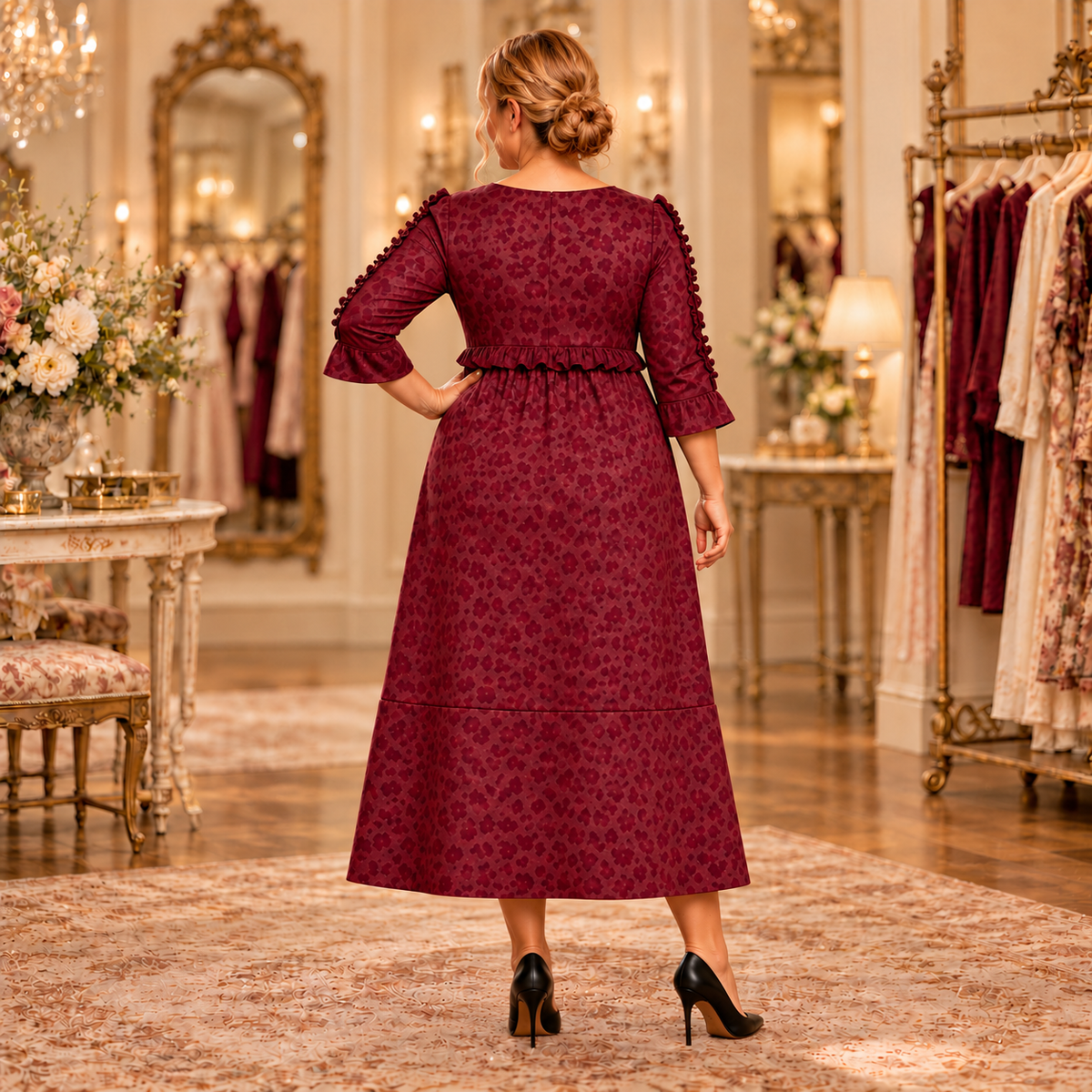 “Arianna" Wine  "Pleather" Leopard Dress: S-L   Final Sale!  Cannot be Returned!