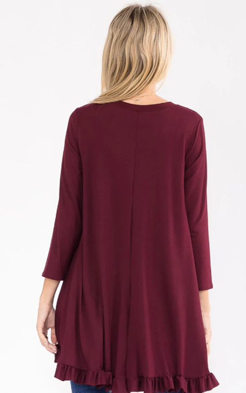 NEW! Burgundy Hi/Lo Top: S-3X