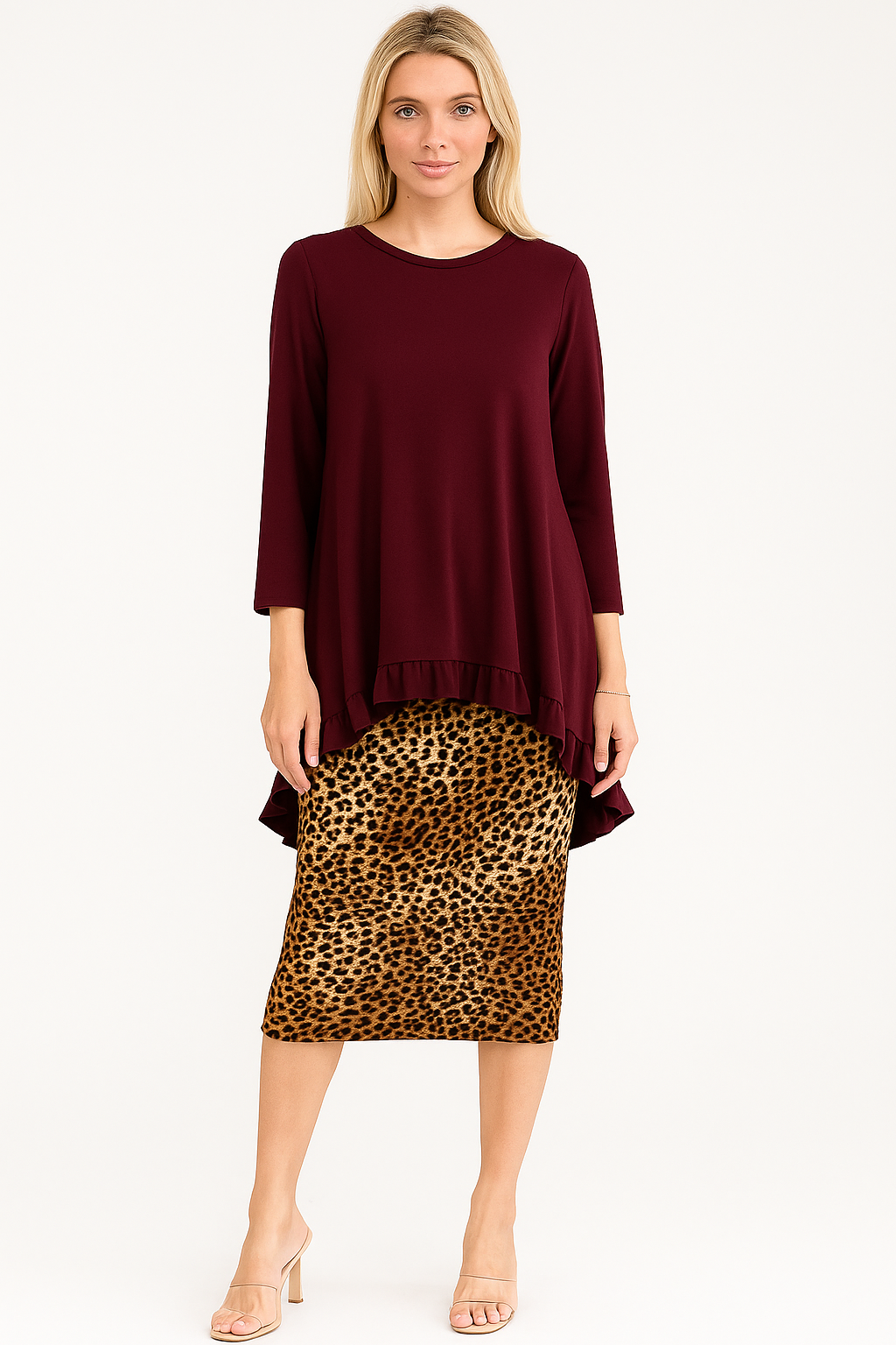 NEW! Burgundy Hi/Lo Top: S-3X