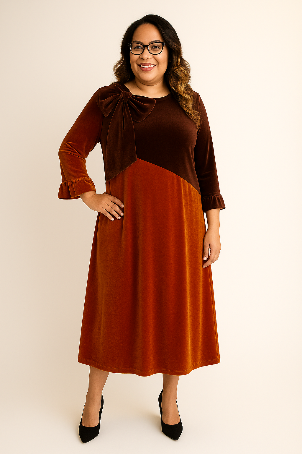 plus size brown velvet dress Twylar Long Sleeve Velvet Mini Dress