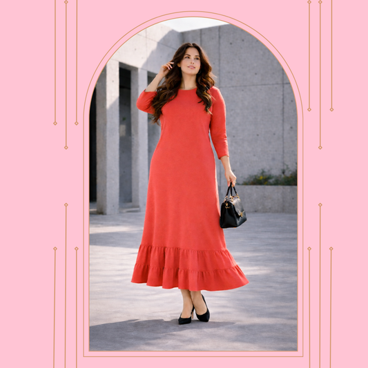 "Collette" Coral Dress: S-3X