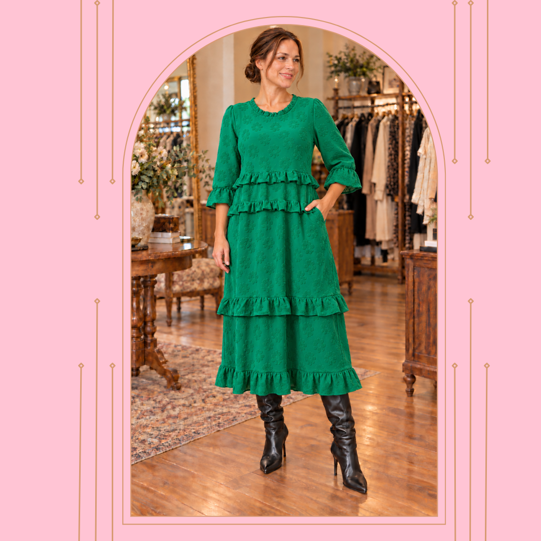 "Daisy" Green Dress:  Medium:  FINAL SALE! Cannot Be Returned!