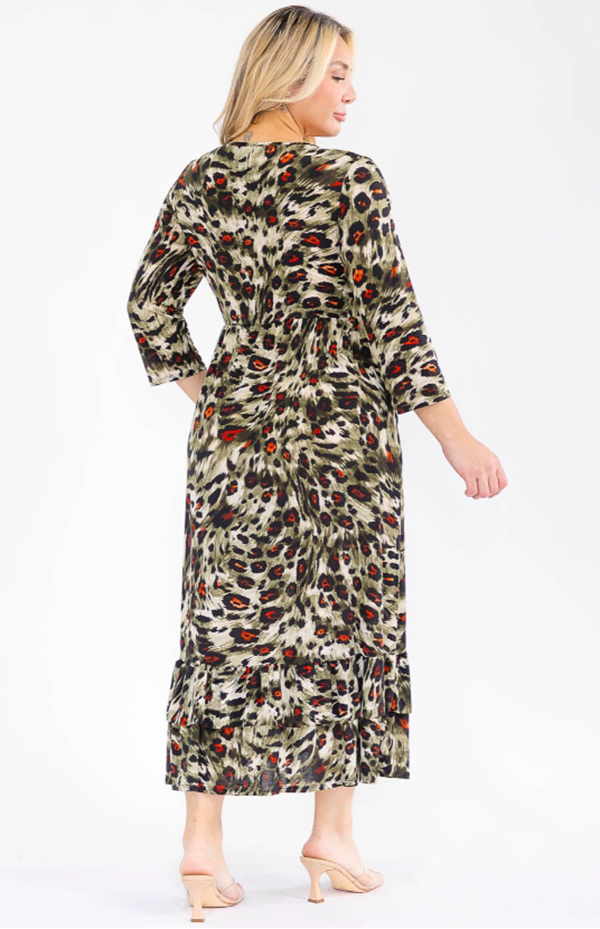 "Olive" Leopard Print Dress: SMALL- Finals Sale! Cannot Be Returned!