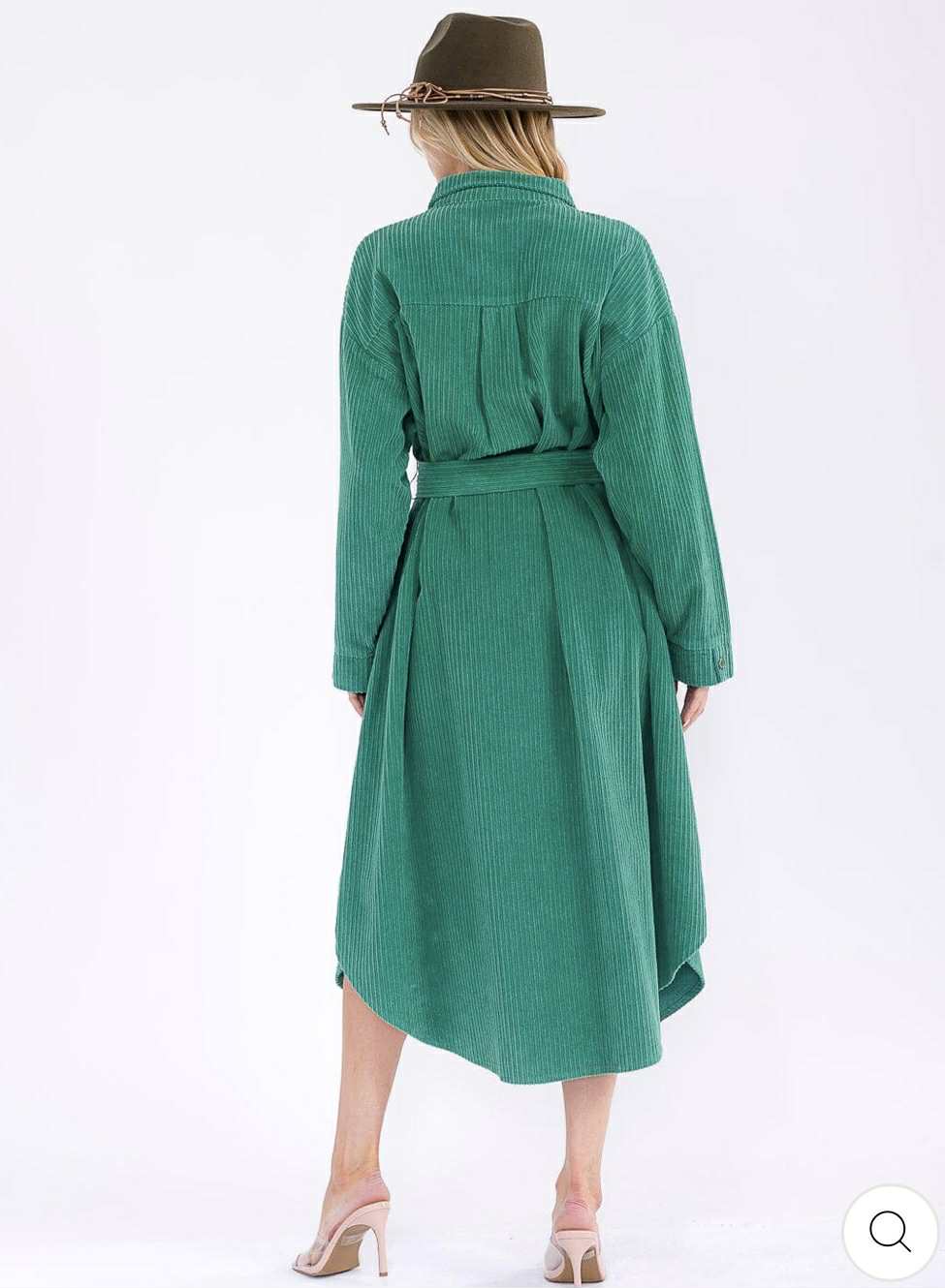 NEW! "Georgia"  "OVERSIZED" Green Corduroy Shirt Dress: S-L