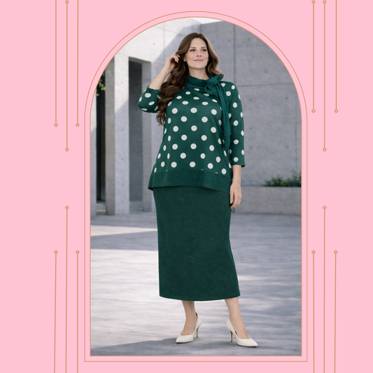 Green Polka Dot "Bow" Top: S-2X. FINAL SALE! Cannot Be Returned!