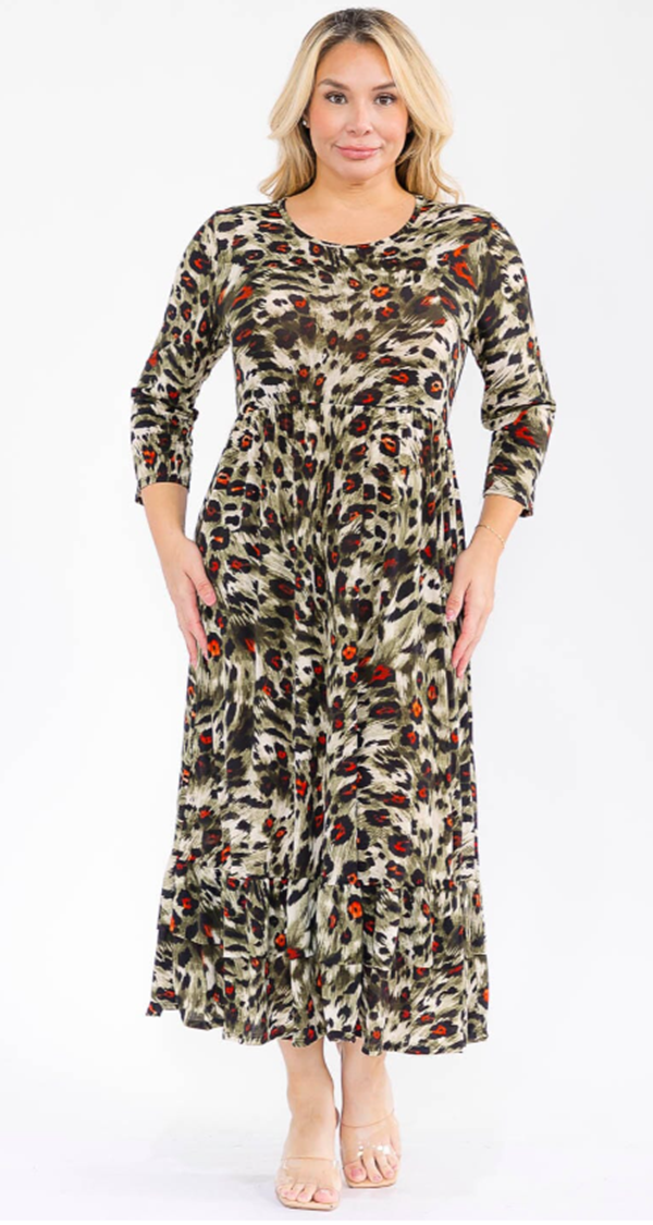 "Olive" Leopard Print Dress: SMALL- Finals Sale! Cannot Be Returned!