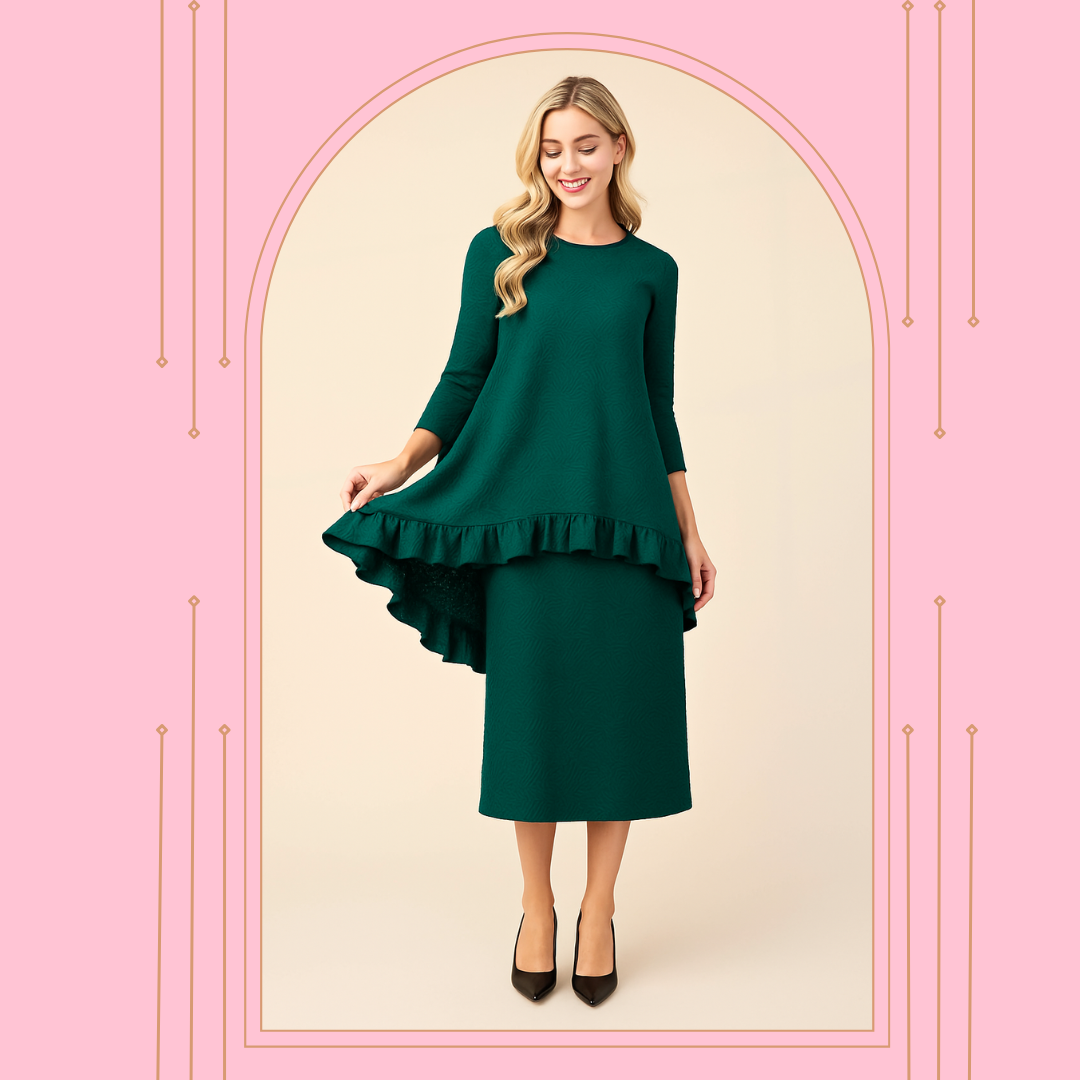 New! Hunter Green Textured Hi/Lo Top:  S-3X Arriving in Stock: 10/2