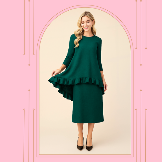 New! Hunter Green Textured Hi/Lo Top:  S-3X Arriving in Stock: 10/2