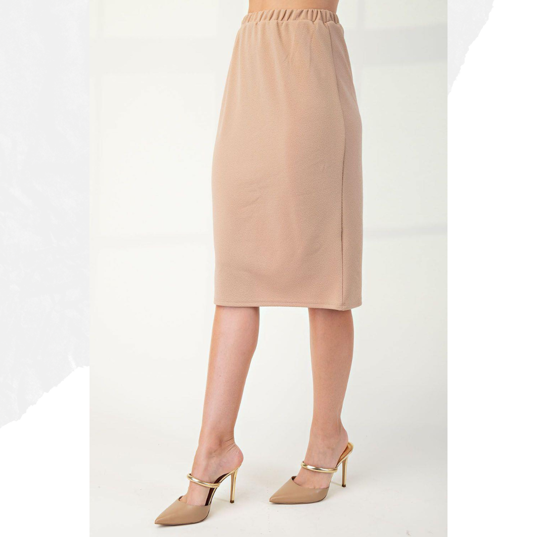 NEW! Khaki Midi Skirt:  S-3X