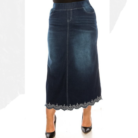 The “Lacey” Maxi Denim Skirt: S-5X. Best Selling!