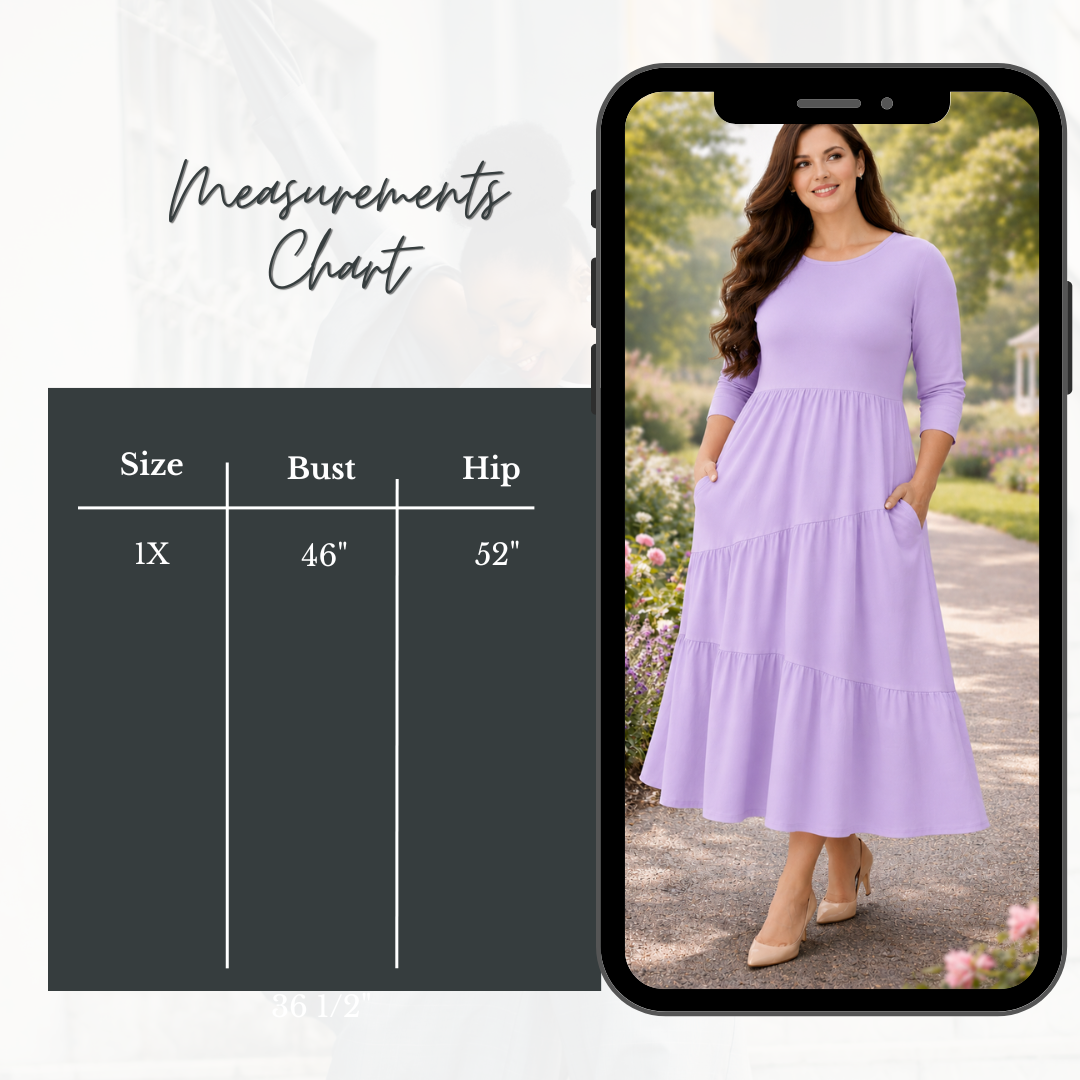 Lavender Dress: 1X  FINAL SALE! Cannot Be Returned!