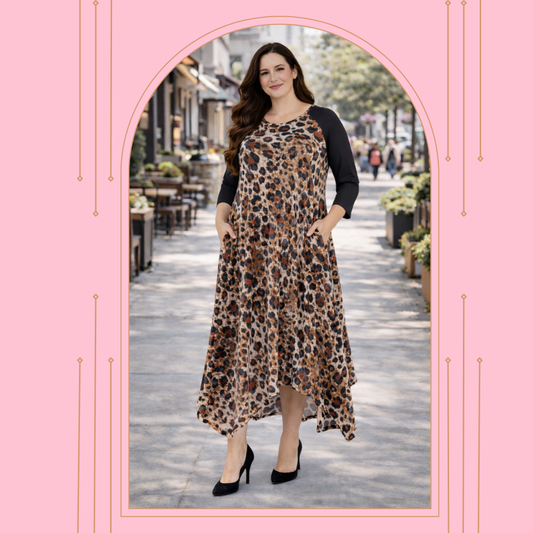 "Cheryl" Cheetah Print Dress: S-L. Final Sale!  Cannot be Returned!