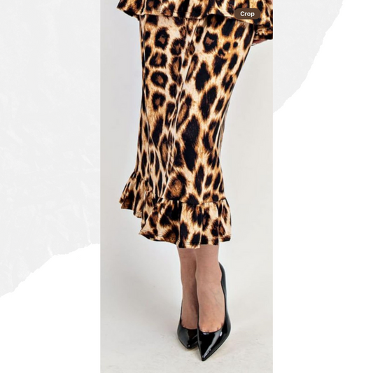 NEW! Leopard  Ruffle Midi Skirt S-3X