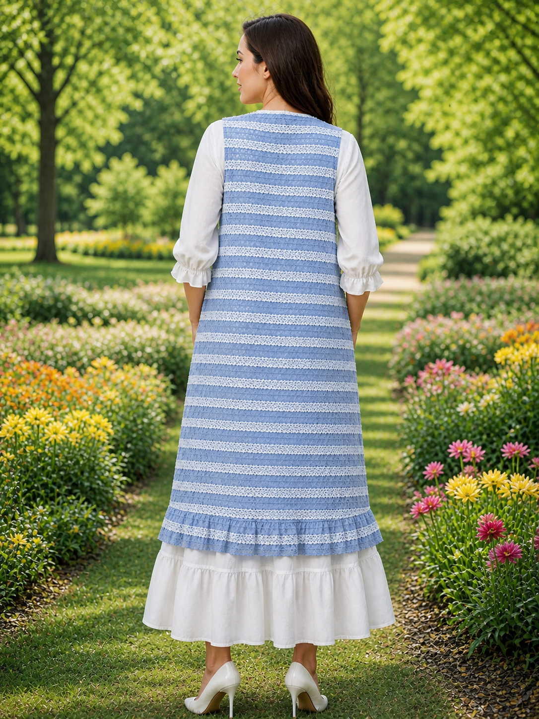 Pre-Order: NEW!  Blue Ruffle Vest! Misses & Plus (Arrives in Stock: late May)