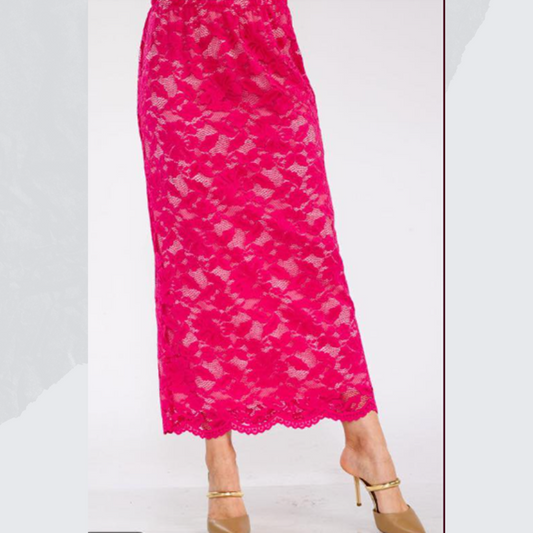 Magenta Lace Skirt: S-3X FINAL SALE! Cannot Be Returned!