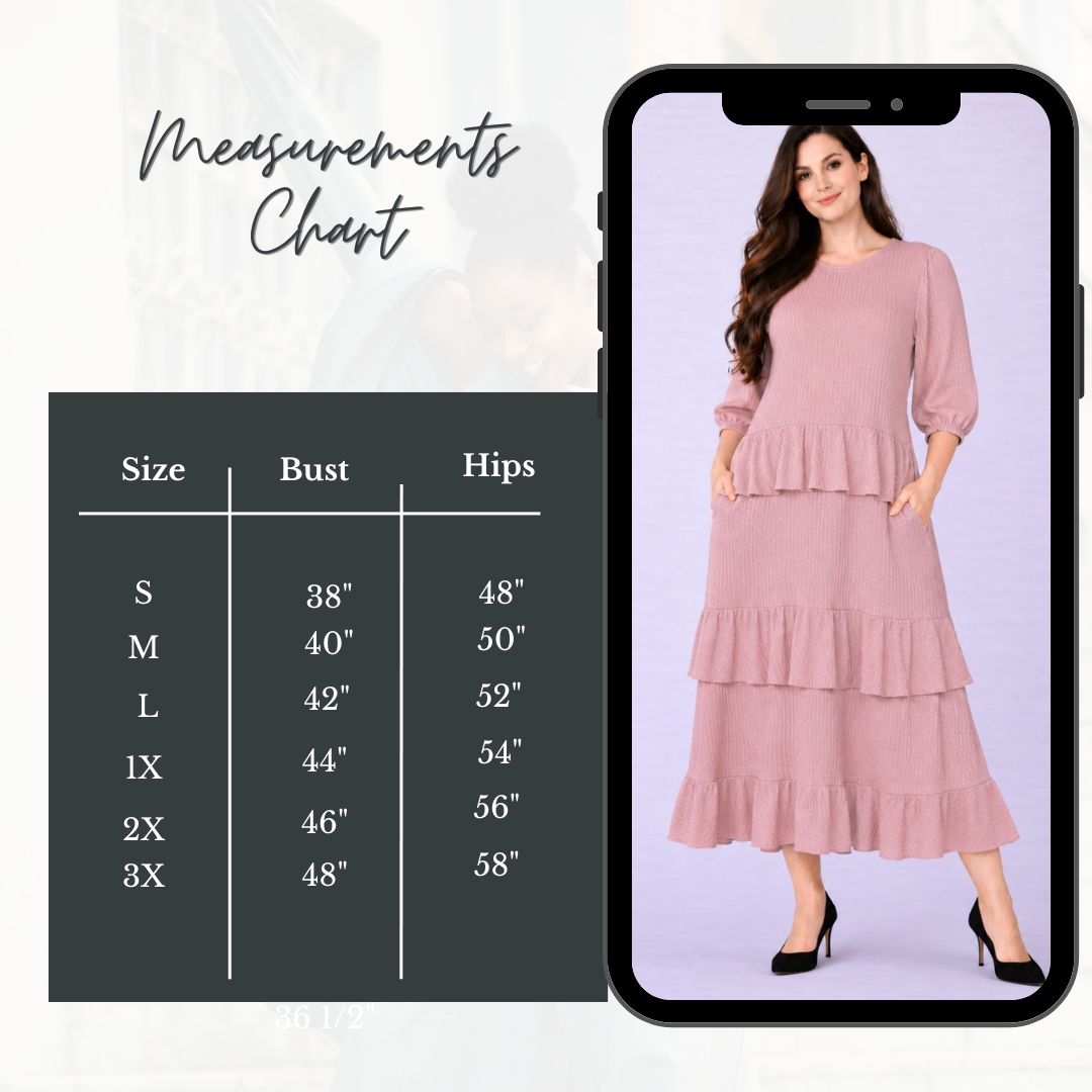 NEW! "Mandy" Mauve Ruffle Dress: Medium