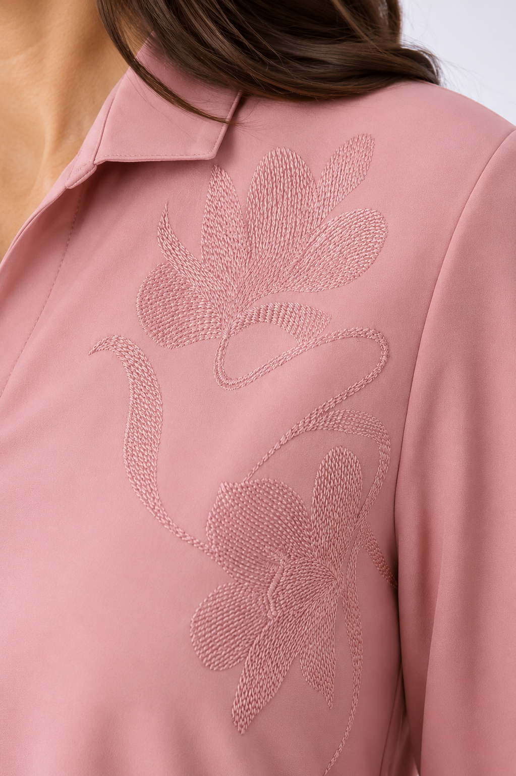 NEW! Mauve Hi/Lo Shirt With Embroidery: S-L  Arriving in Stock: 7/3