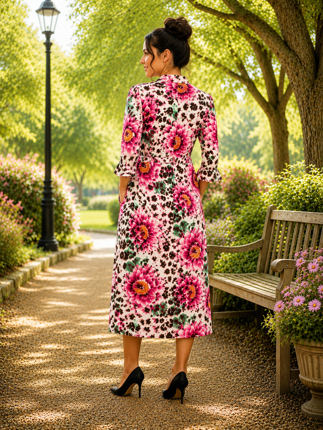 Pre-Order: NEW~ "Cameron" Mauve/Leopard Print Bow Dress: S-3X (Arriving in Stock Mid July)