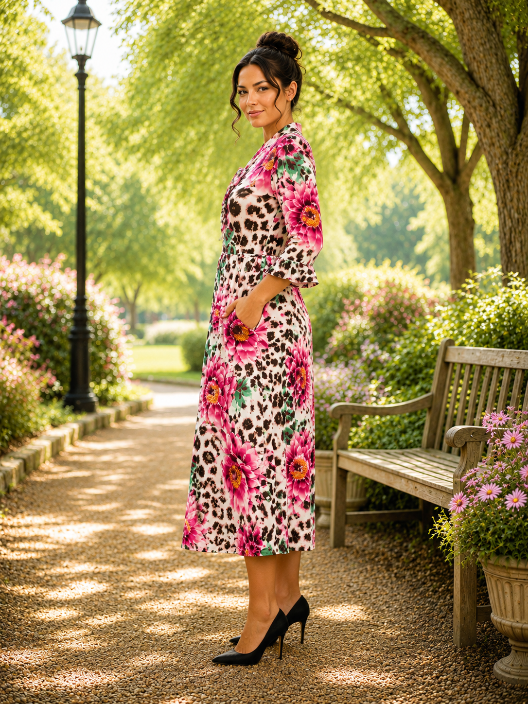 Pre-Order: NEW~ "Cameron" Mauve/Leopard Print Bow Dress: S-3X (Arriving in Stock Mid July)
