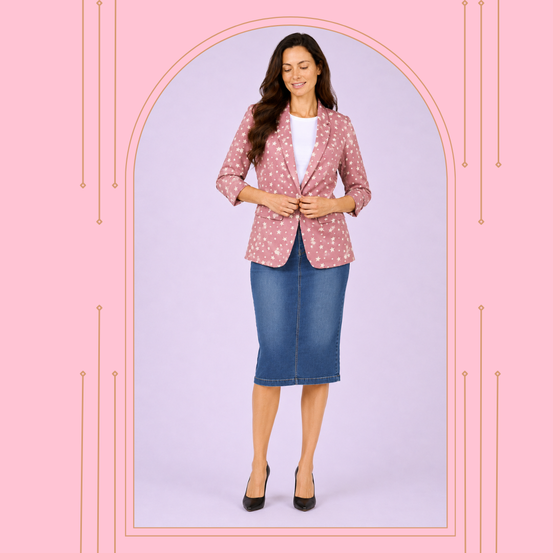 NEW! Mauve "Stars" Jacket: S-L  Arriving In Stock: 7/2